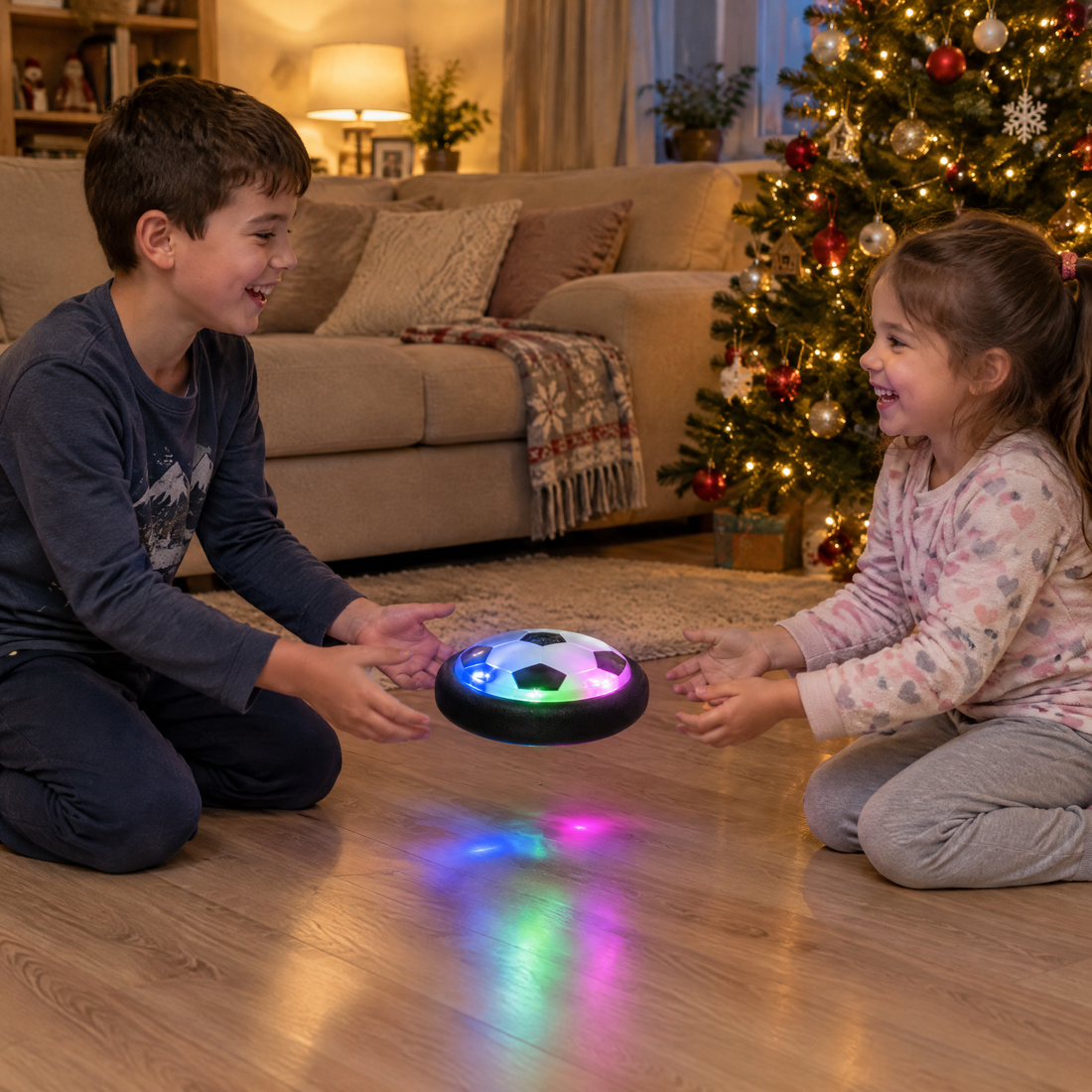 Fotbal în Casă Fără Nimic Spart — Mingea Magică Plutitoare cu Lumini LED!