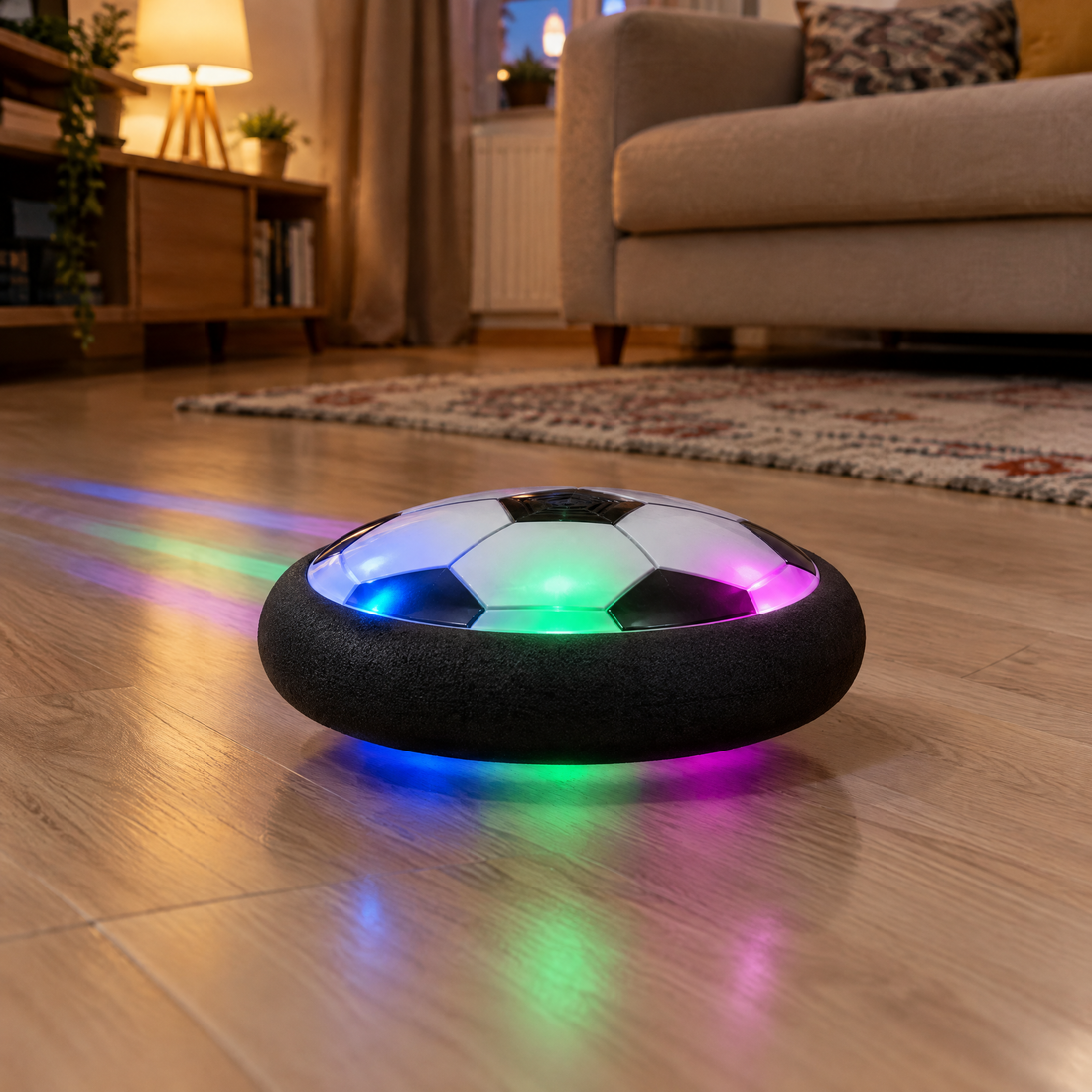 Fotbal în Casă Fără Nimic Spart — Mingea Magică Plutitoare cu Lumini LED!